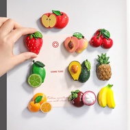 Creative Resin 3D Fruit Fridge Magnets Artificial Apple Banana Strawberry Cherry Orange Peach Sticke