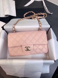 全新23s Chanel classic mini flap bag 20cm 櫻花粉