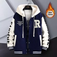 Big Over Big Size Baseball Jacket (M - 6XL) Logo R (Screen Printing) Varsity Baseball Jacket Button 