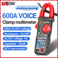 Clamp NCV Multimeter Auto-Ranging Voltage Resistance Meter 4000 Counts LCD Backlit Smart Voice Broad