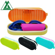 FORBETTER Swim Goggle Case, Portable Silicone Zipper Eyeglasses Case, with Carabiners with Drain Hole Breathable Swimming Goggles Protection Box Eye Wear Accessories