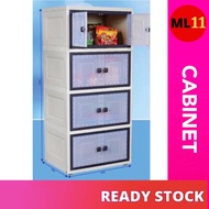 4 Tier Cabinet Drawer / Transparent Stackable Cabinet Drawer Almari Baju / Storage Plastic / Heavy Duty Cabinets