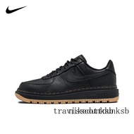 NK Air Force 1 Luxe AF1 Casual Shoes Rubber Sole Thick Sole Leather Black Brown DB4109001 Bone White