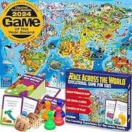 QUOKKA Learning Board Games for Kids Ages 8-12 - Geography Educational Game 5-7 - | 130 Questions Ca