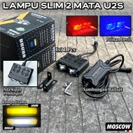 MATA LED LASER SHOOTER LAMP D2 UNIVERSAL MINI GRILL SPOTLIGHT SUPER SLIM HIGH LOW FAR NEAR WHITE YEL