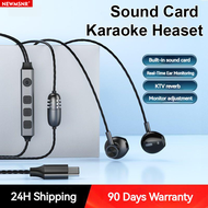 NEWMSNR Sound Card Karaoke Earphone 9D Sound Bass TYPE C Real-Time Ear Monitoring Earphones With HD