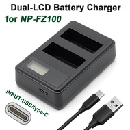 FZ100 LCD Dual USB Charger (Micro USB Type-C) for Sony Camera Batteries NP-FZ100 NPFZ100