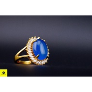 375 GOLD STONE RING 18K/ biru