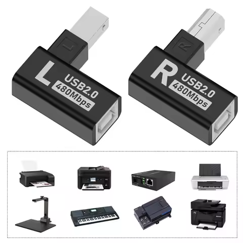 USB 2.0 Type B Printer Adapter 90 Degree USB B Printer Adapter 480Mbps Extension Adapter Male To Fem