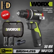 WORX 12V WU135 Cordless Drill Driver / Brushless Motor Compact Drill Driver / New Model Worx Drill D
