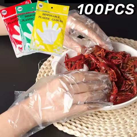 100Pcs Disposable Gloves Kitchen Plastic Disposable Gloves Multifunctional Food Grade Transparent Di