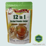 Delfa’s Turmeric Herbal Powder Drink (120 grams) - 12 in 1 Ginger Turmeric Tea (FDA Approved)