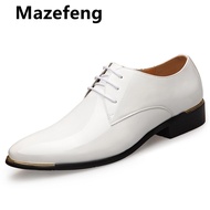 2019 Newly Men's Quality Patent Leather Shoes White Wedding Shoes Size 38-48 Black Leather Soft Man Dress Shoes Plus Siz