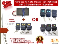 Autogate Wireless Remote Control Switch 330Mhz Remote Control Set (1 Receiver + 3 Remote)