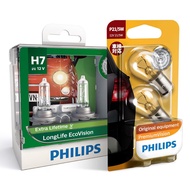 [VALUE PACK] PHILIPS Car Headlight LongLife EcoVision H7 & Brake Light Bulb Set