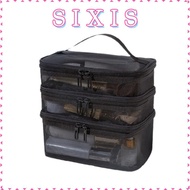 SIXIS Make Up Organizer Bag, Storage 1/2/3 layer Travel Cosmetic Bag, Multifunctional Transparent Me