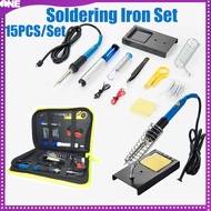 FJONE 15PCS/SET Display Temperature Adjustable Electric Solder Iron Set Portable 60W 220V Soldering 