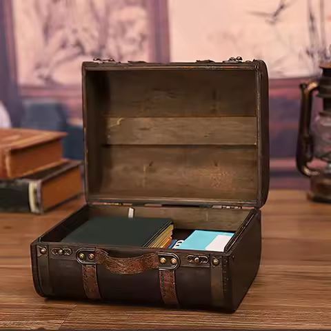 Wooden Storage Box Retro Suitcase Wooden Storage Box Studio Decoration Window Display Photography Pr
