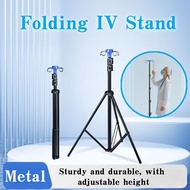 Foldable IV Pole Stand  Portable Drip Bag Stand Portable Telescoping Floor Stand with 4 Hooks