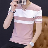 [5723 People Praise] [Pure Cotton] Summer Men's Half-Sleeved T-Shirt Korean Version Slim-Fit V-Neck 