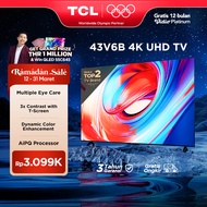 [4K Google TV] TCL 43 Inch V6B - Smart UHD - T-Screen - Dolby Audio - HDR10 - AiPQ Processor - Dynam