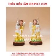 [BALL INCLUDED] 2 ANGELS HOLDING LIGHTS 15cm