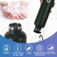 FJbottle 1000ml34oz large capacity Outdoor Sports Thermos Flask keep hot and cold 316 Double layer stainless steel vacuum insulated water bottle BPA Free