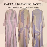 Kaftan Batik Pastel Lengan Panjang Baju Kelawar Cotton Viscose Baju Tidur Cotton