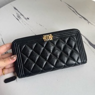 chanel黑菱格金boyㄇ拉長夾