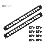 .Punched Metal 1U Rack Mount XLR Patch Panel- Audio Rack Mount Panels(2-Pack) 1U16