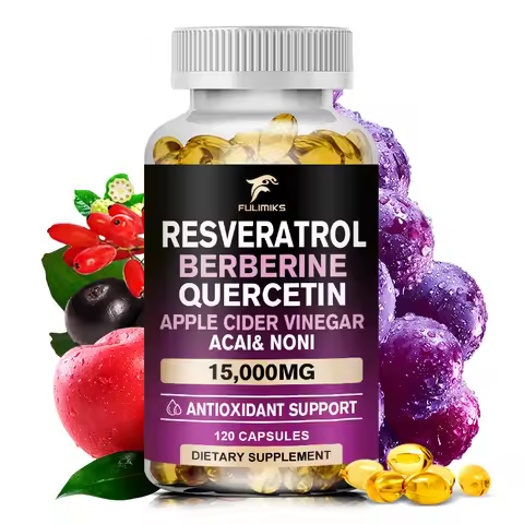 Resveratrol Capsules | Berberine | Quercetin | Apple Cider Vinegar - Antioxidant, Heart Health & Met