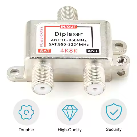 2 in 1 2 Way Satellite Splitter TV Signal Cable Signal Mixer 4K8K SAT/ANT Diplexer Satellite Separat