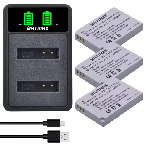 Batmax NB-5L Bateria NB 5L NB5L Battery + LED Dual Charger for Canon Powershot S100 SX200 SX210 IS S