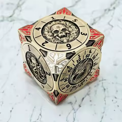 7-in-1 Metal Fingertip Spinner Dice Set, 3D Dragon Pattern Polyhedral Rotating Dice, Novelty Gifts f