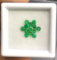 มรกต 0.90cts 2.5mm 13 ชิ้น ทรงกลม พลอยธรรมชาติ 100% Emerald 0.90cts 2.5mm 13 pcs round shape 100% na