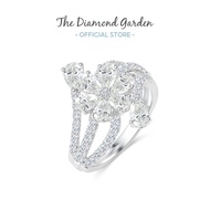 TDG 10K Gold Flower Shaped Lab Grown Diamond Ring