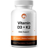 Vitamin D3+K2 | D3 4000IU + K2 100mcg MK7 | 240 Vegetarian Tablets D3 K2 Supplement Non-GMO (240, Vi