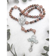 Catholic Rosary Miraculous Medal Rhodonite Rhodochrosite Pardon Crucifix Confirmation Gift First Com