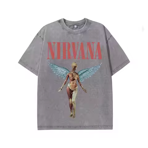 Nirvana Kurt Cobain Vintage Washed Retro Tie-Dye Loose Fit T-Shirt