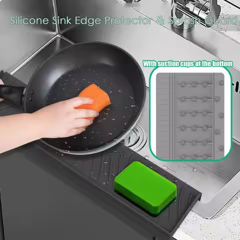 Sink Splash Guard Silicone Kitchen Sink Splash Guard Kitchen Sink Protector Bathroom Sink Accessorie