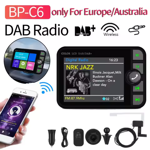 DAB Receiver Digital Radio 2.4 inch LCD Color Screen Stereo Digital Signal Broadcast Adapter Bluetoo