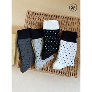 B2U Polka Dot Warm Mid-Tube Socks - Autumn Winter | Women's Daily Commuter