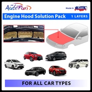 AUTOFUN Engine Hood Soundproofing / Noise Deadening Solution Pack – 1 LAYERS (Compact / Sedan / MPV / SUV / Van)