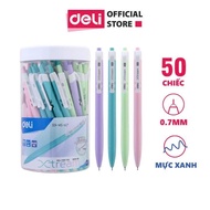 ( Deli ) Box of 50 Blue Ink Ballpoint Pens 0.7MM Xtream Series High Quality Ballpoint Pens