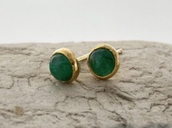 K24 純金 + 天然祖母綠 純金造型耳環