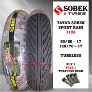 TAYAR MOTOR 90/80-17 &amp; 120/70-17 TUBELESS TYRE BUNGA CORSA SPORT RAIN (SOBEK)