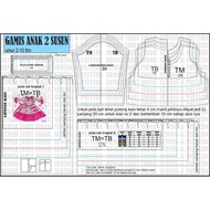 pola jiplak pola instan gamis anak / pola gamis anak / pola jahit GAMIS ANAK 2 SUSUN size 2 - 10 t