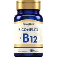 Piping Rock Vitamin B Kompleks |   180 Tablet |   dengan B12 |   Vegetarian, Bukan GMO, Suplemen Beb