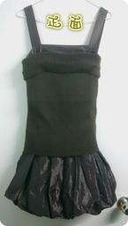 【１２０免運】可拆式 平口毛料小可愛+細肩花苞裙(黑茶色36) 兩件式