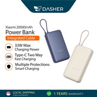 [LATEST] Xiaomi Integrated Cable Portable Compact Travel Power Bank 20000 mAH Type C 33W Fast Charge